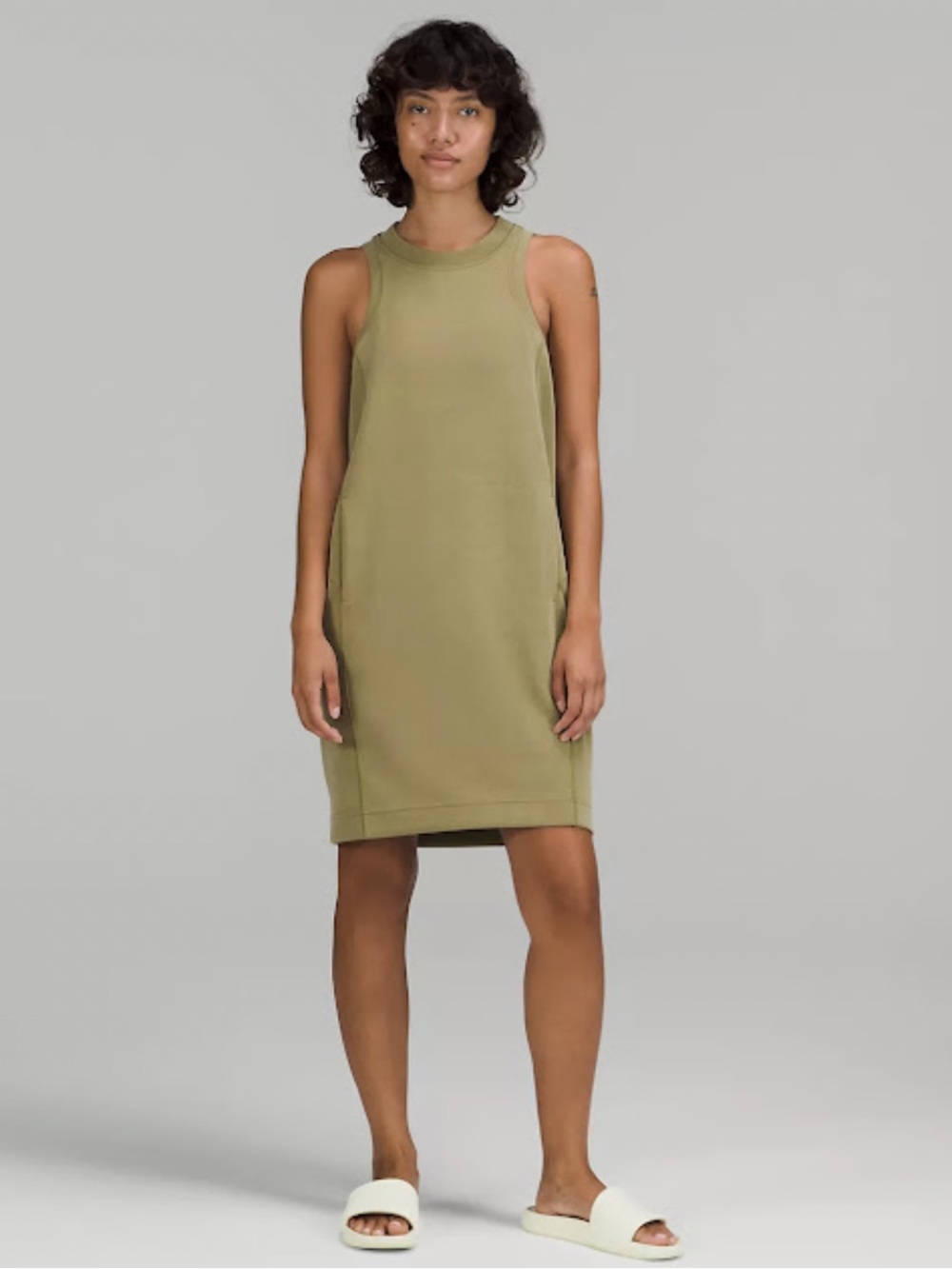 lululemon athletica Sleeveless Soft-Streme Mini Dress in Olive Green